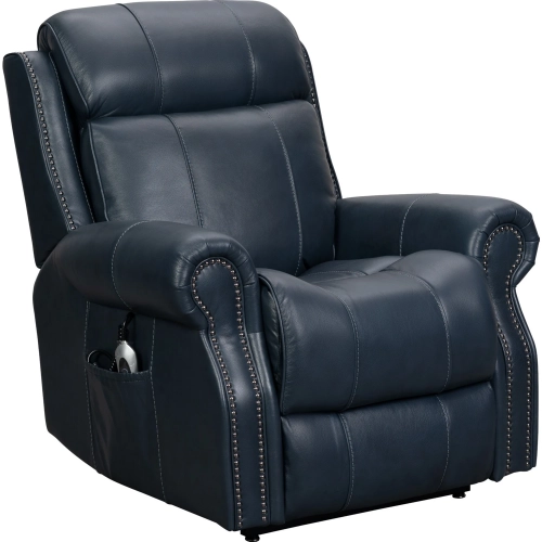 Langston Lift Chair Recliner w/ Power Head Rest in Blue Leather